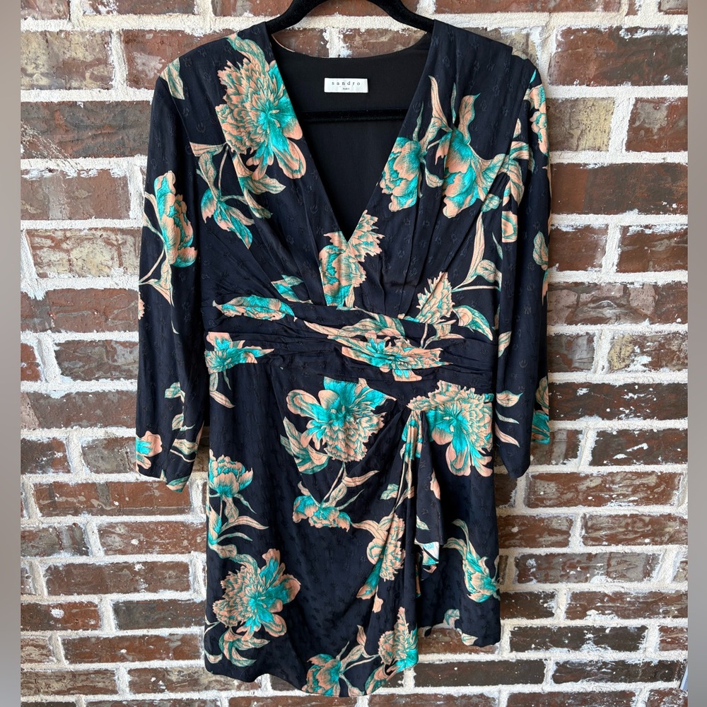Sandro Bruni Asymmetric Floral Printed Mini Dress Size 6 - Picture 13 of 16